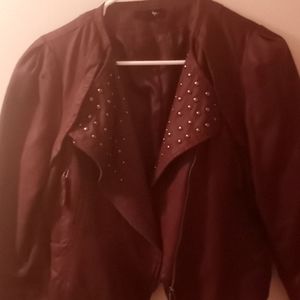 Brown faux Suede studded Jacket